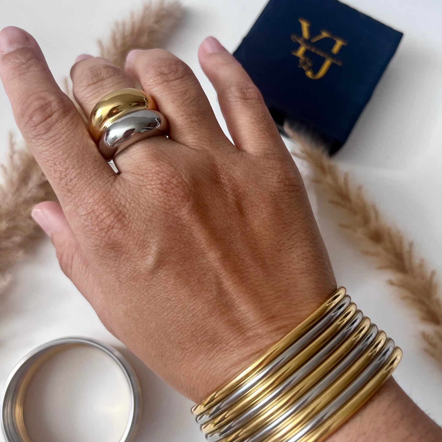 Pulseras doble tono (9 piezas)