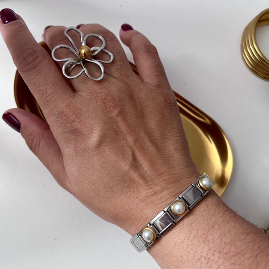 Pulsera Perla Dorada