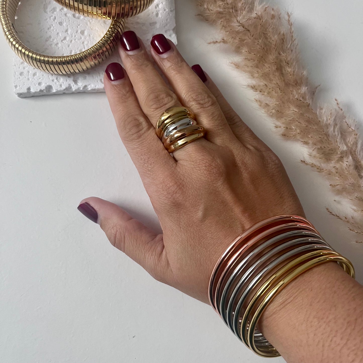 Pulseras Brillo Tri Color (7 Piezas)