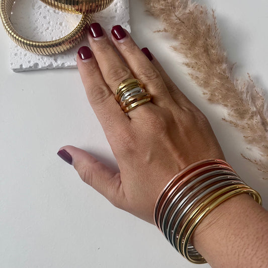 Pulseras Brillo Tri Color (7 Piezas)