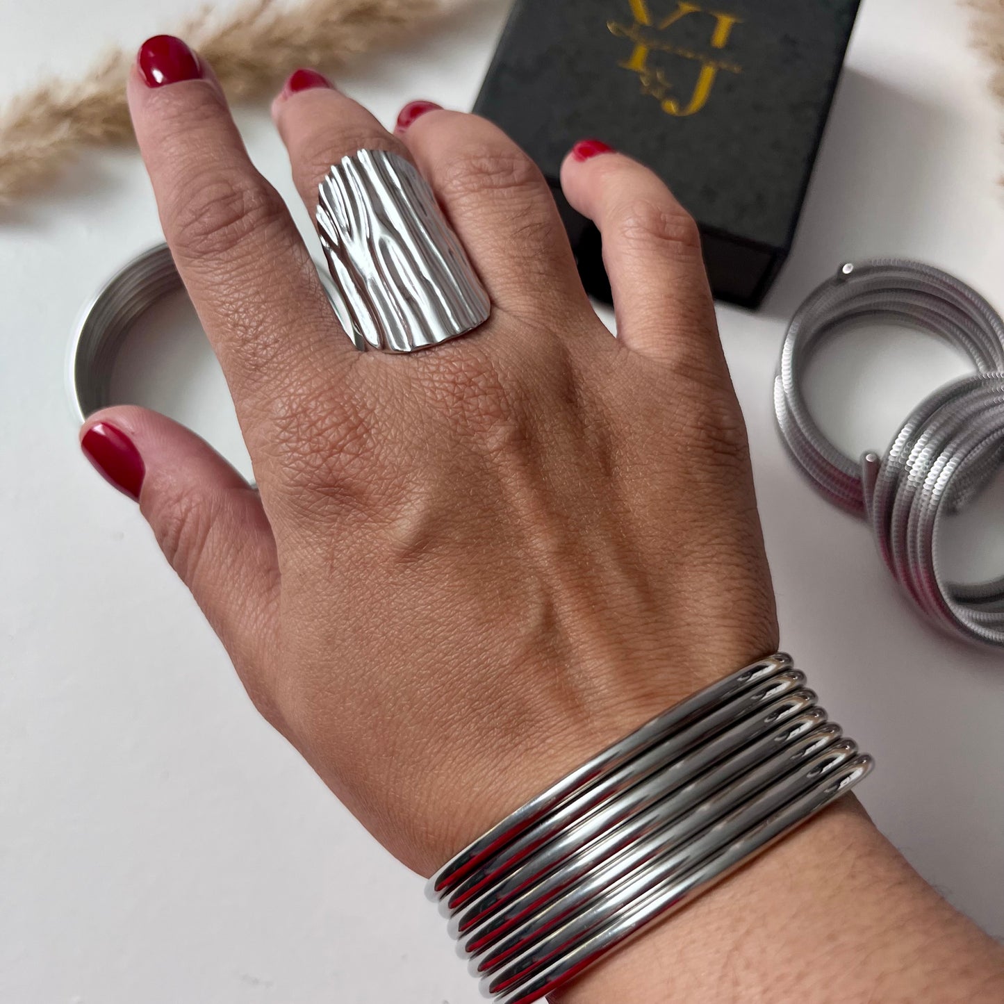 Pulseras Minimal Luxe Plateado (7 pulseras)