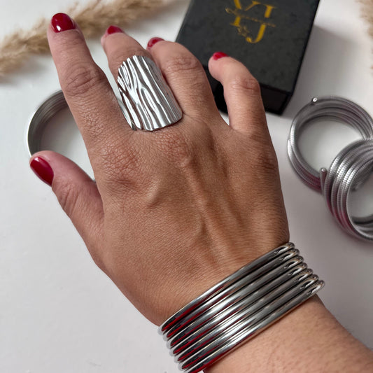 Pulseras Minimal Luxe Plateado (7 pulseras)