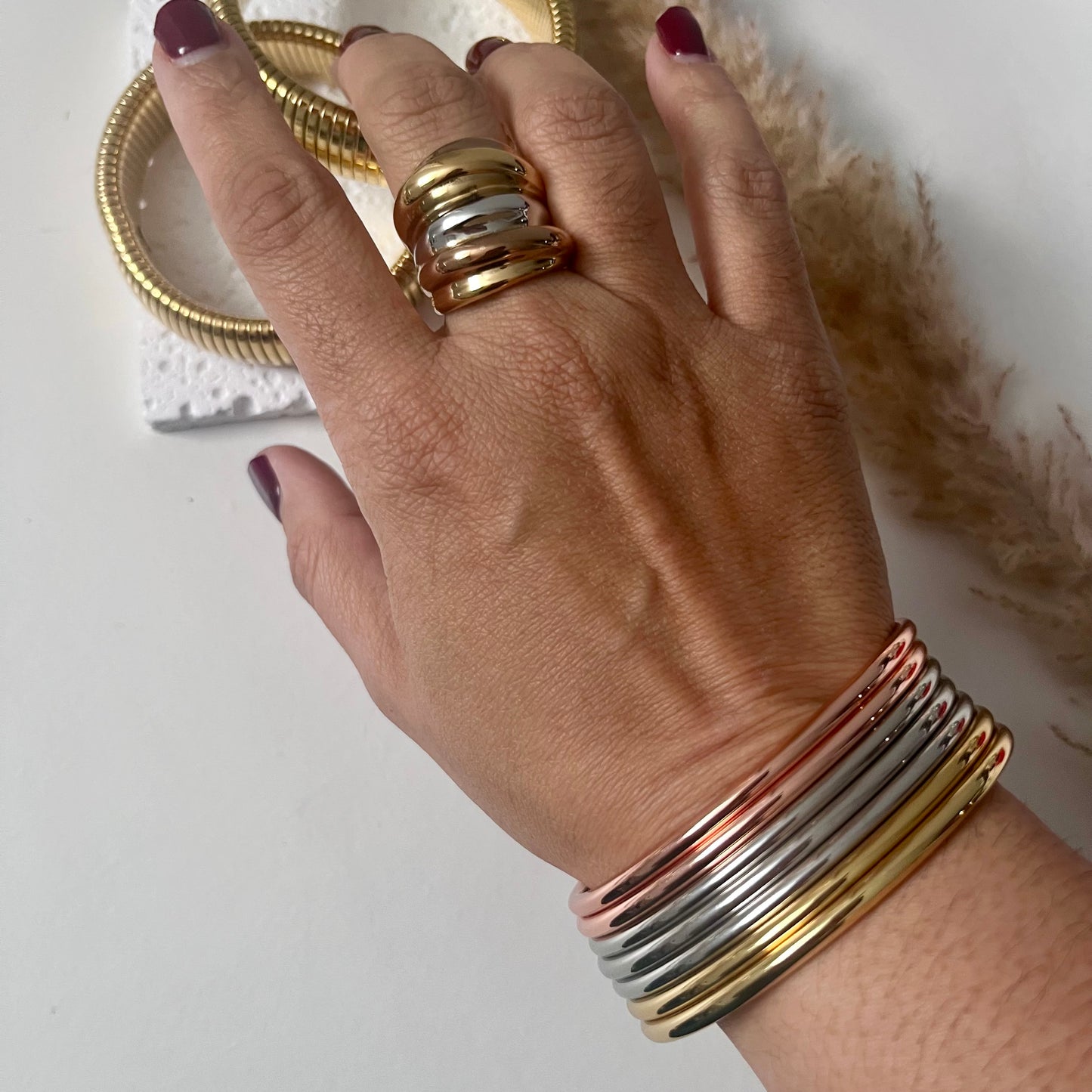 Pulseras Brillo Tri Color (7 Piezas)