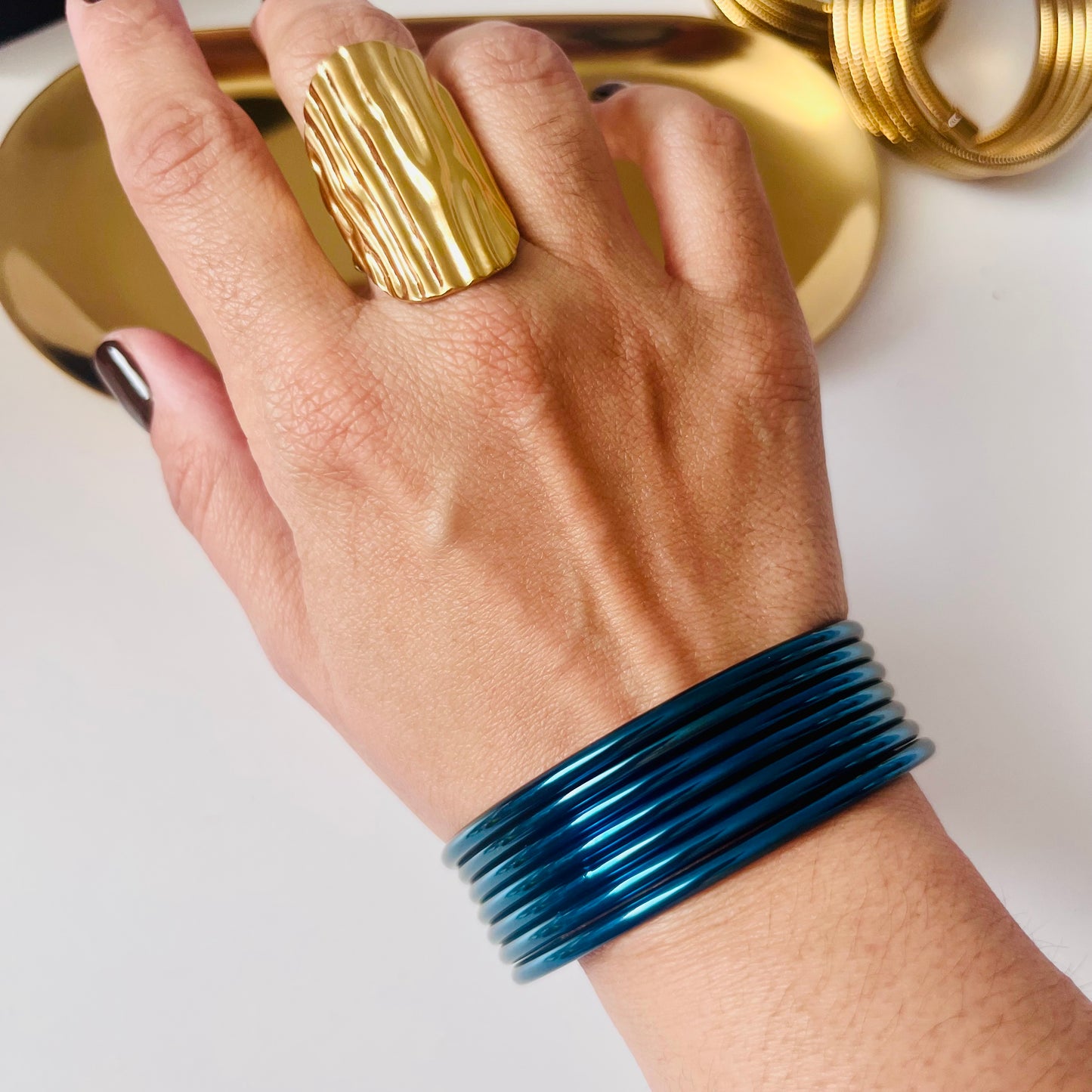 Pulseras Azul Metálico 💙 (7 piezas)