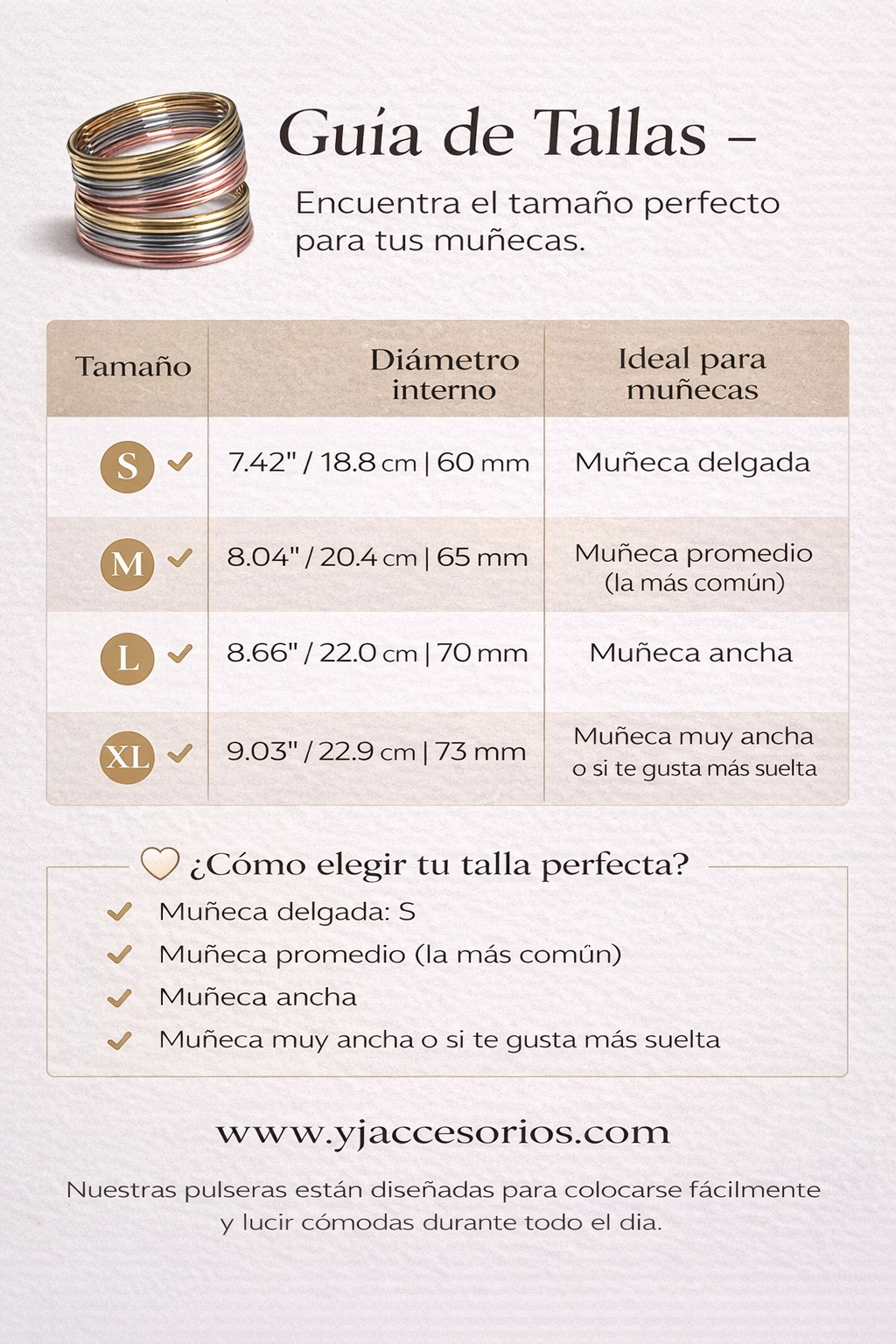 Pulseras Brillo Tri Color (7 Piezas)|Recubrimiento IP