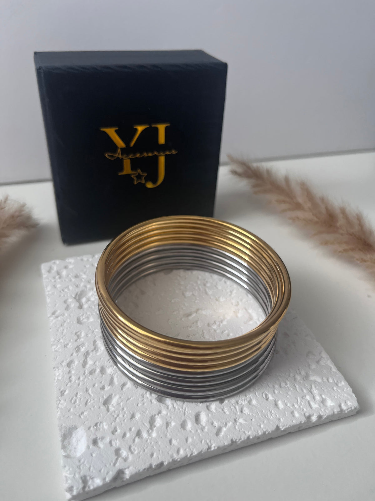 Pulseras doble tono (9 piezas)