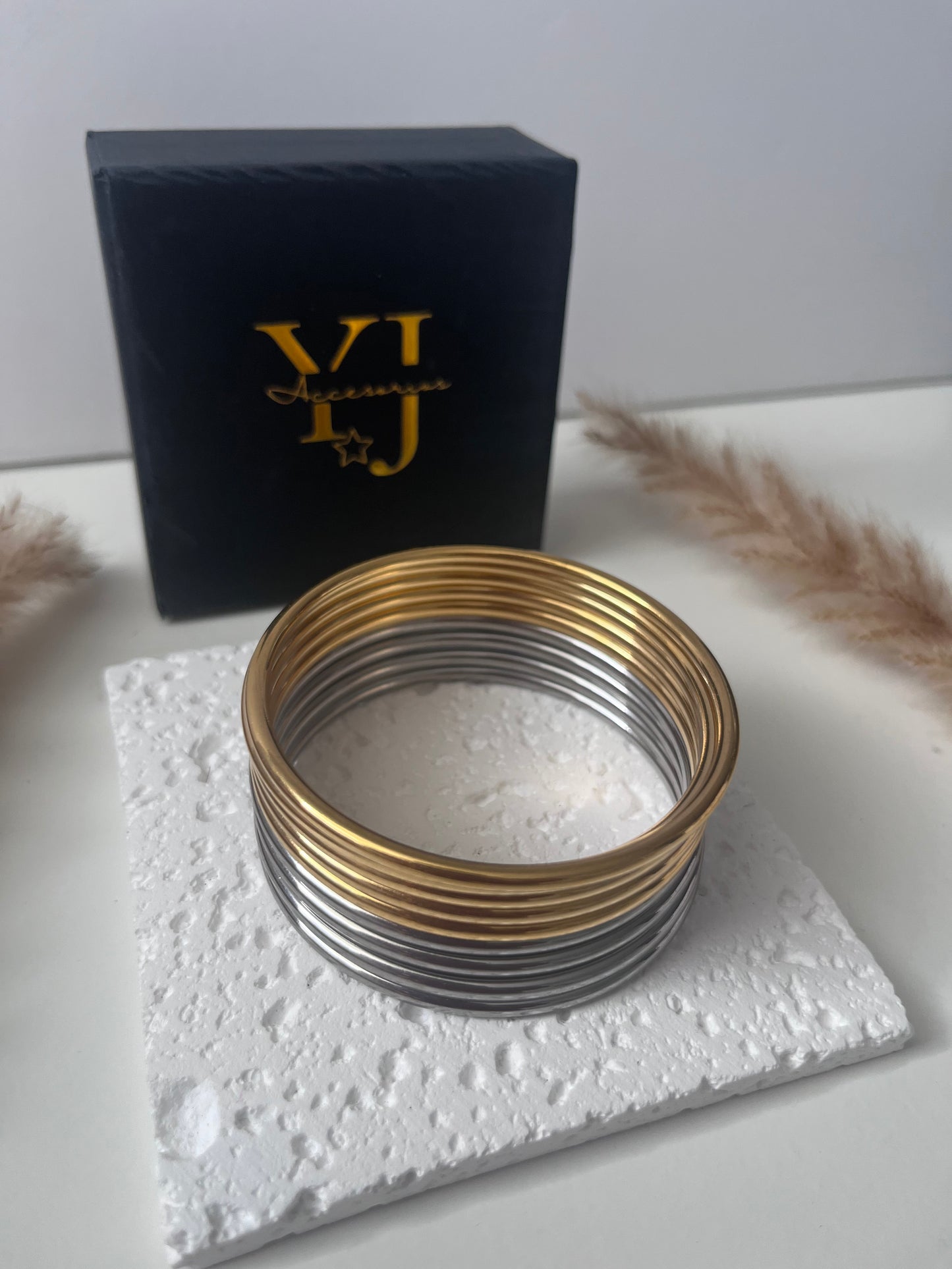 Pulseras doble tono (9 piezas)