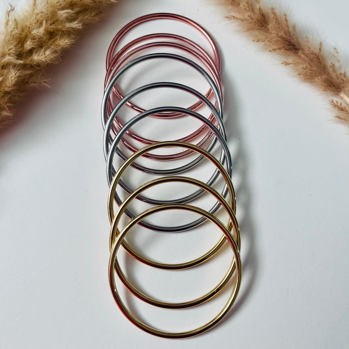 Pulseras Brillo Tricolor (9 piezas) | Recubrimiento IP