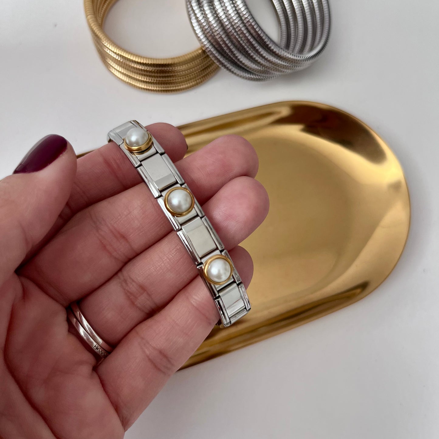 Pulsera Perla Dorada