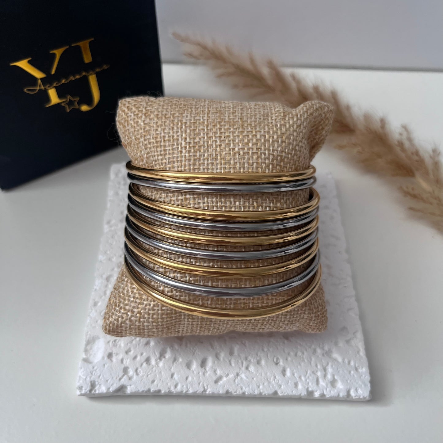 Pulseras doble tono (9 piezas)