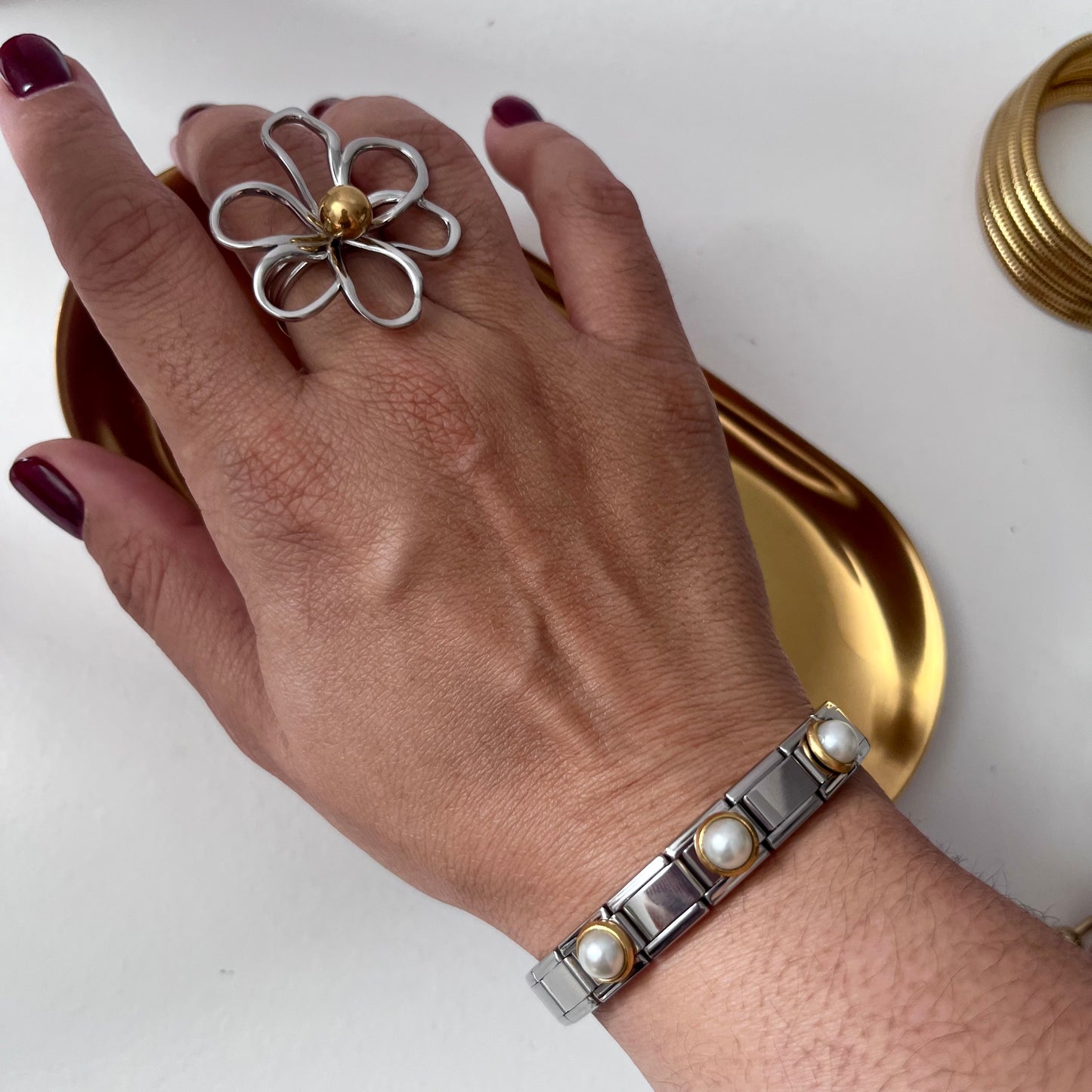 Pulsera Perla Dorada